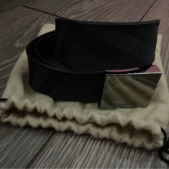Burberry Black Belt with Silver Buckle
